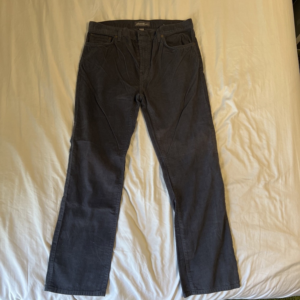 Eddie Bauer Men's Straight Fit Corduroy Pants Gray 35x32 Casual Classic